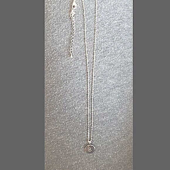 Silver Initial Alphabet Lettet Pendant Necklace - Picture 3 of 7